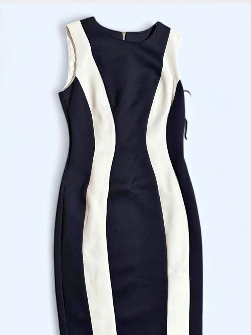 Calvin Klein Colorblock Sleeveless Sheath Dress Black & White Small NWT
